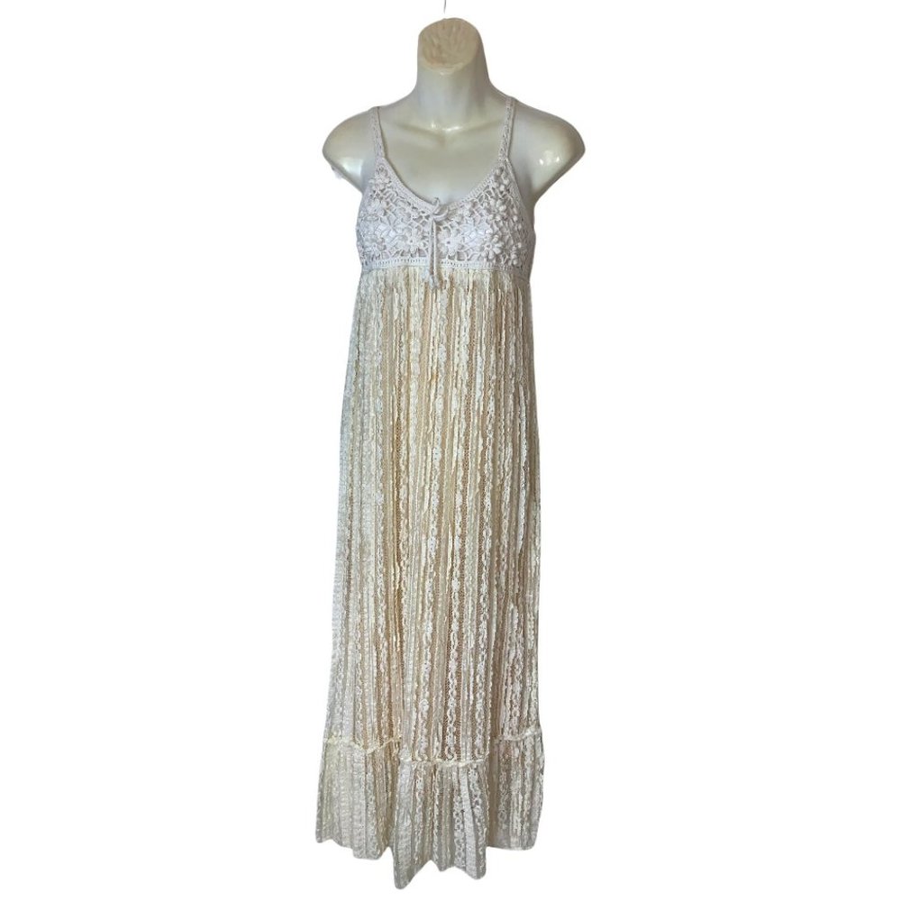 36 point 5 off white maxi Ruffle dress size Small